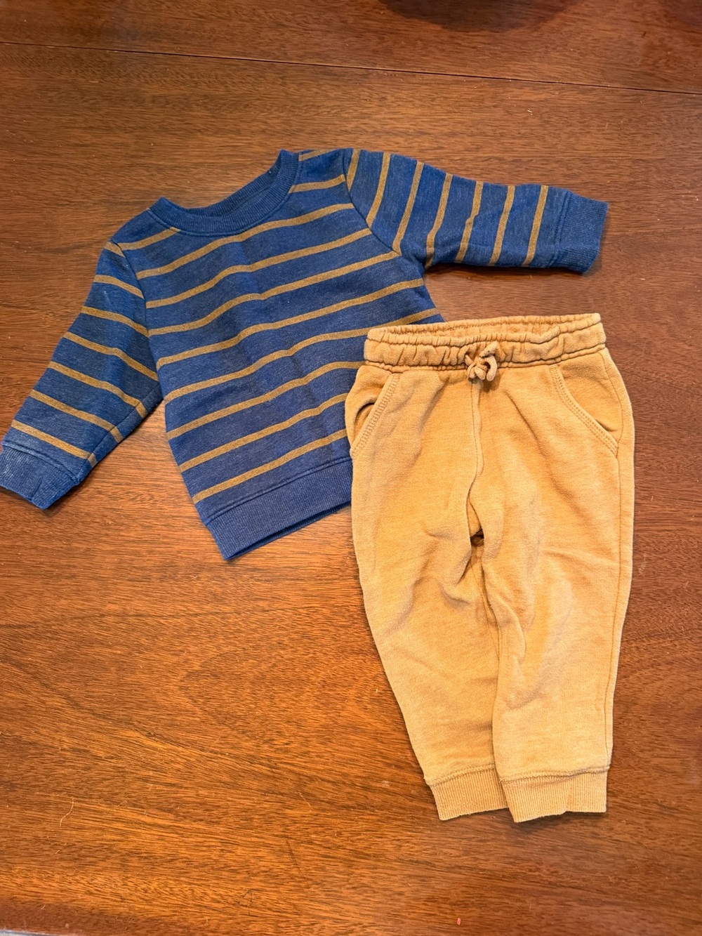 Kids' Navy & Mustard Striped Top with Mustard Jogger Bottoms